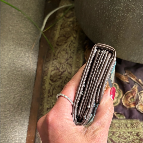 GENUINE Colorblock pebbled leather/texture snap trifold wallet/ID - Picture 4 of 10